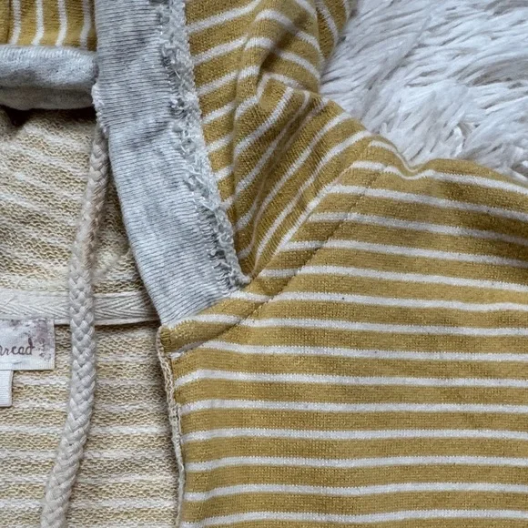 🎉HP🎉 Hem & Thread Striped Terry Hoodie 💗 Mustard Sage Green & Gray - Picture 8 of 16